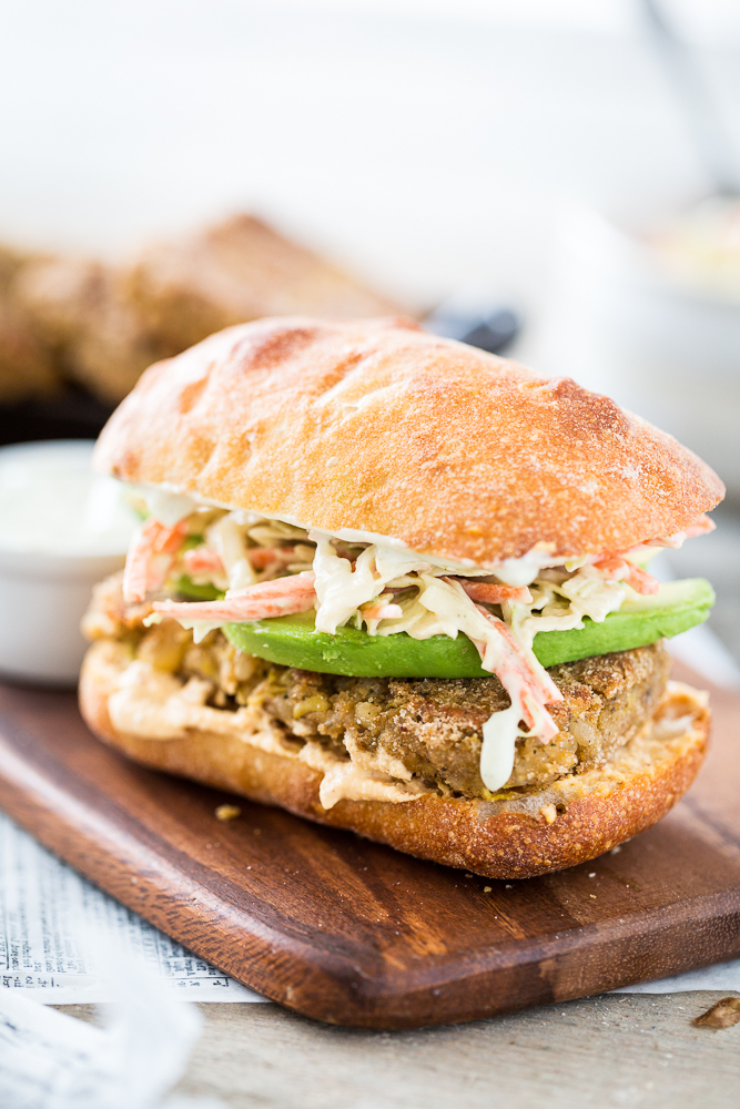 Filet O' Chickpea Sandwich with Tartar Sauce Slaw