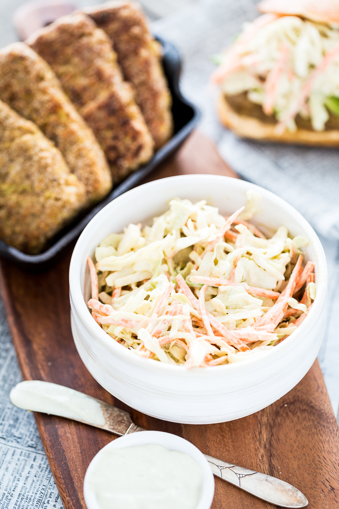 Filet O' Chickpea Sandwich with Tartar Sauce Slaw