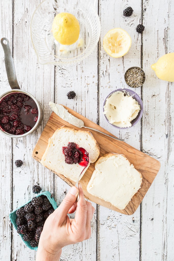 Vegan Lemon-Lavender Blackberry & Ricotta Grilled Cheese Sandwiches