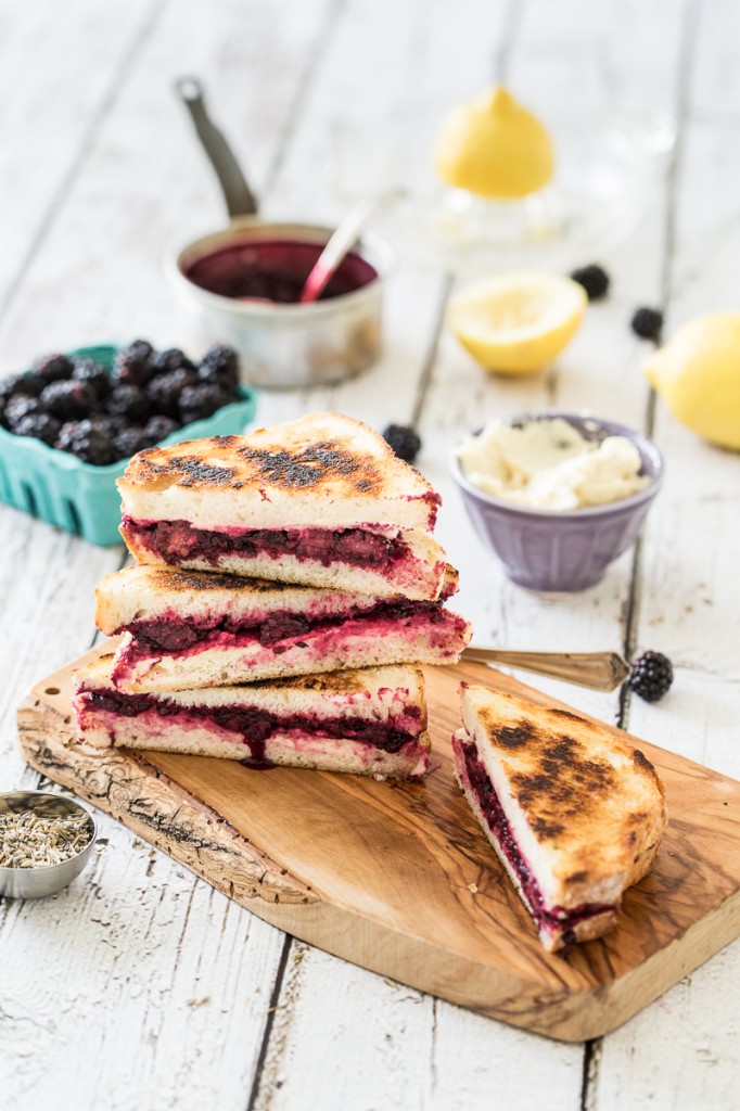 Vegan Lemon-Lavender Blackberry & Ricotta Grilled Cheese Sandwiches