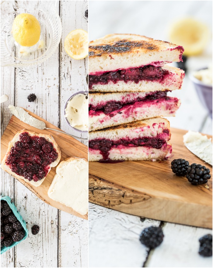 Vegan Lemon-Lavender Blackberry & Ricotta Grilled Cheese Sandwiches