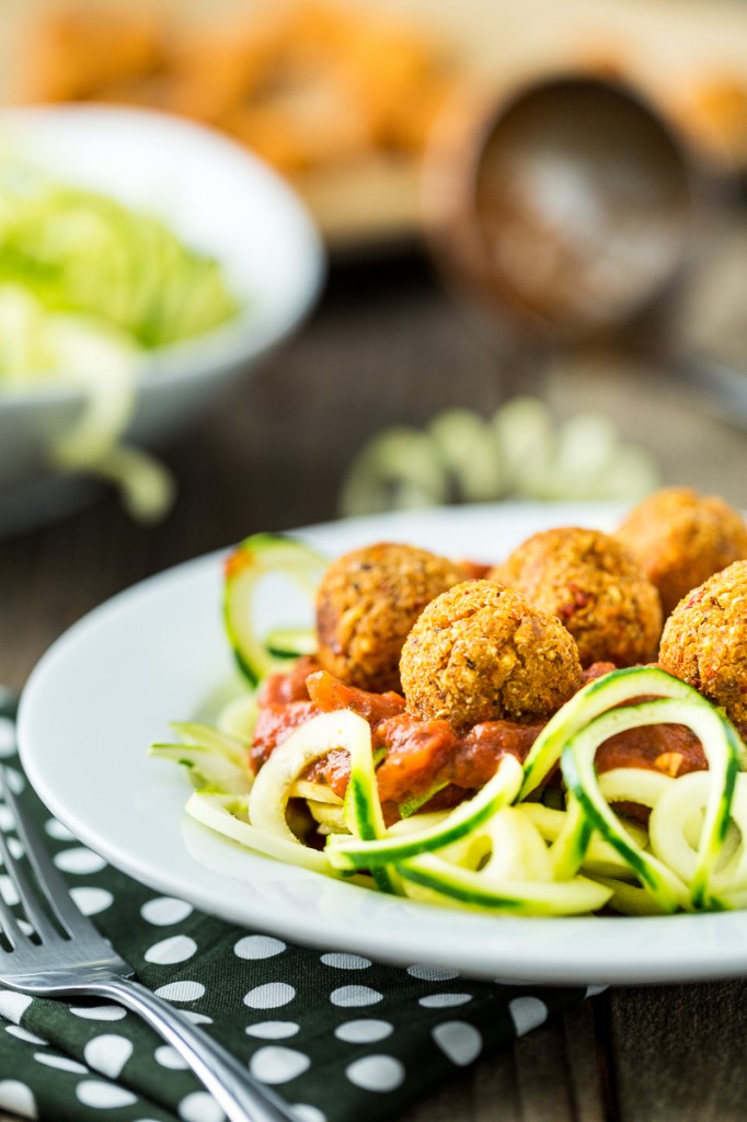 Zucchini Pasta with Quinoa Meatless Balls