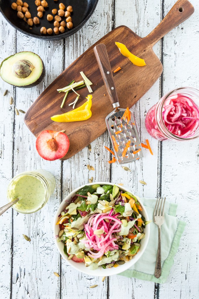 The Big-Ass Salad with Basil Ranch Dressing & Pickled Red Onions