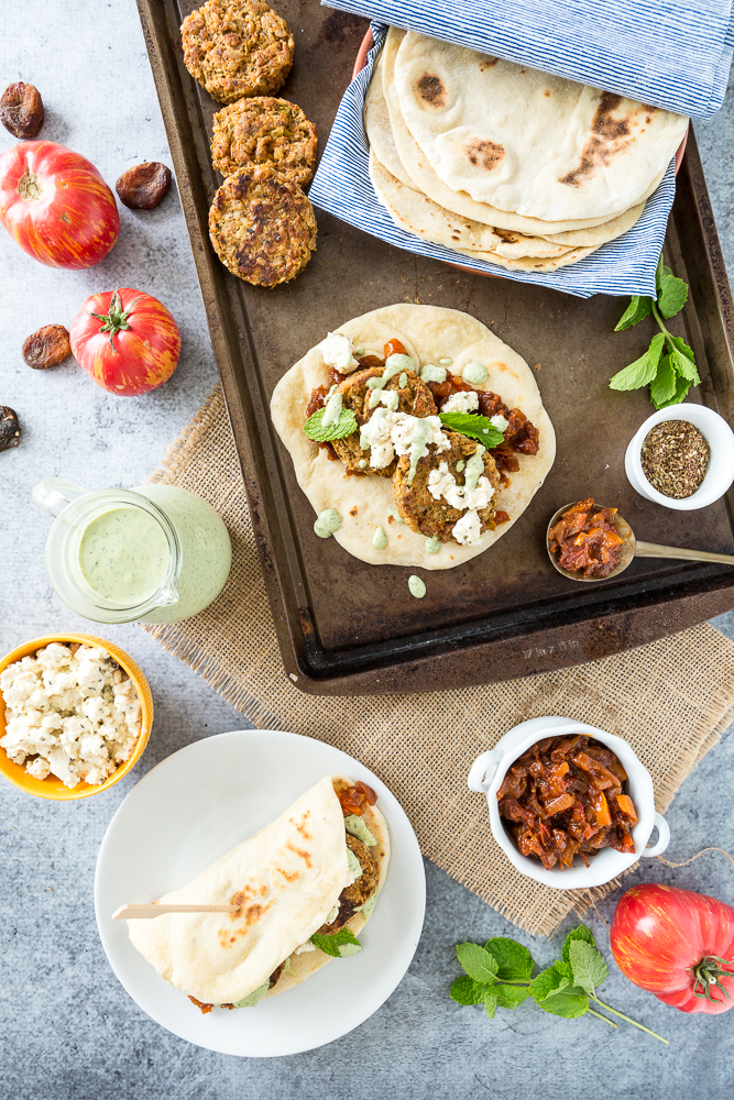 Za'atar Chickpea Burgers with Heirloom Tomato & Apricot Chutney