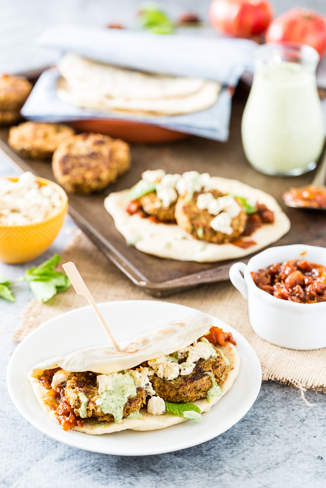 Za'atar Chickpea Burgers with Heirloom Tomato & Apricot Chutney