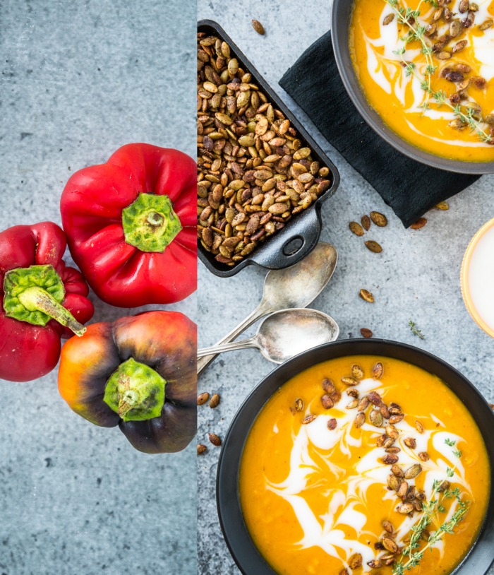 Harissa-Roasted Butternut Squash Soup with Spicy Toasted Pepitas