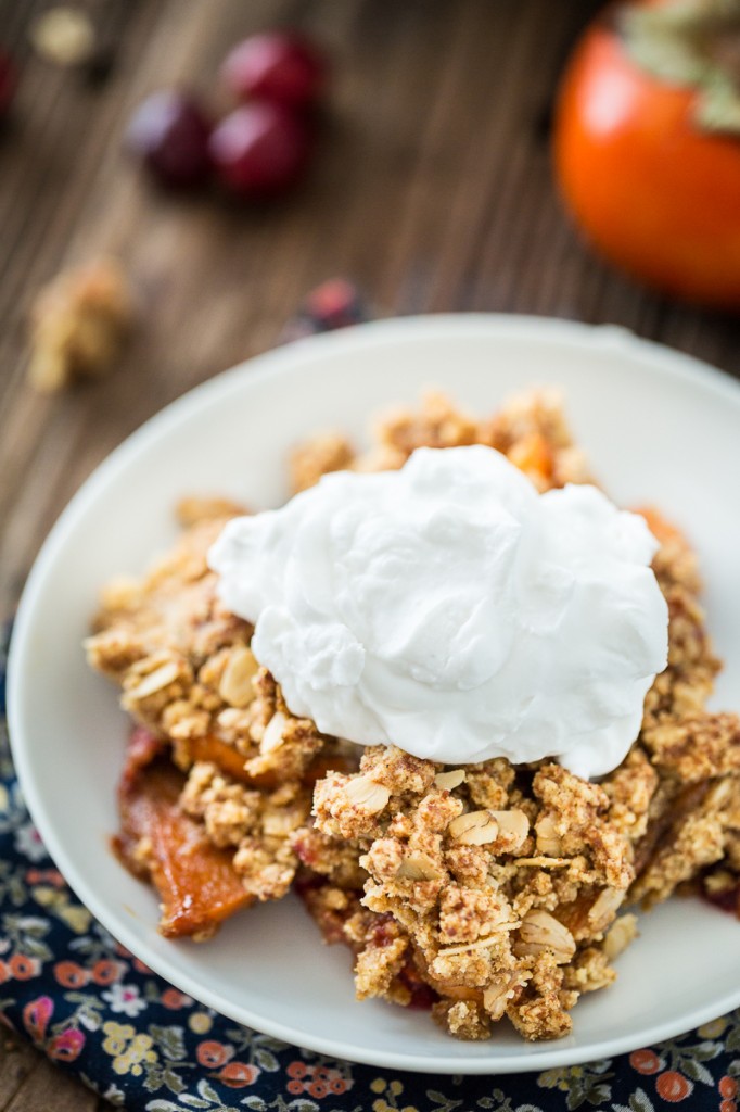 Cranberry Persimmon Crisp with Vanilla Bean Topping