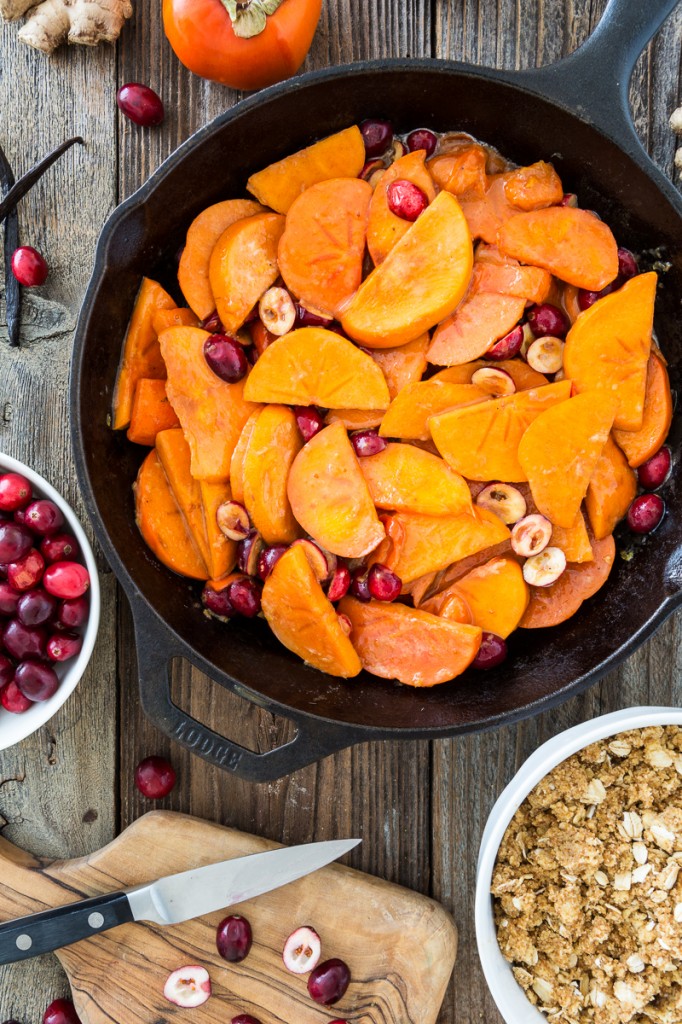 Cranberry Persimmon Crisp with Vanilla Bean Topping