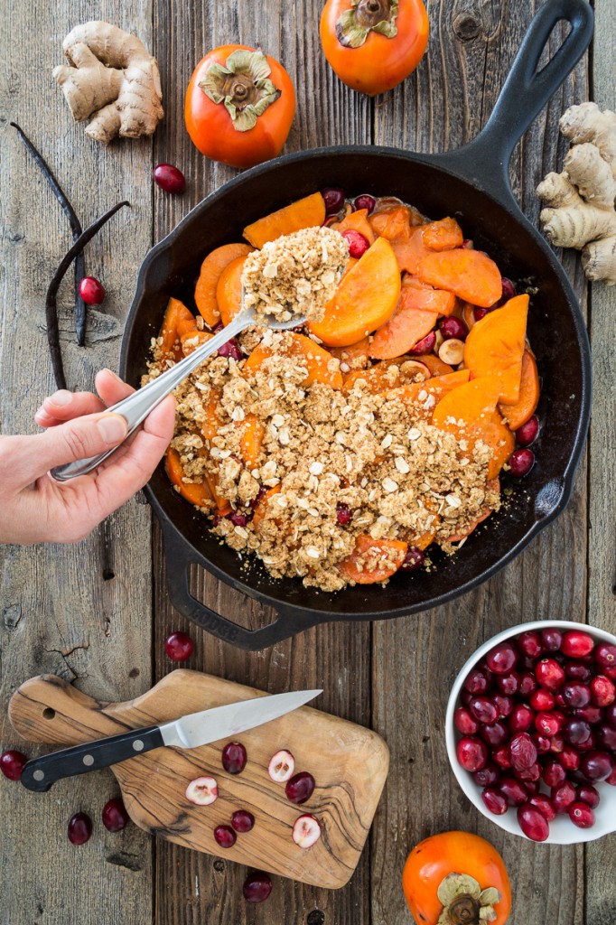 Cranberry Persimmon Crisp with Vanilla Bean Topping