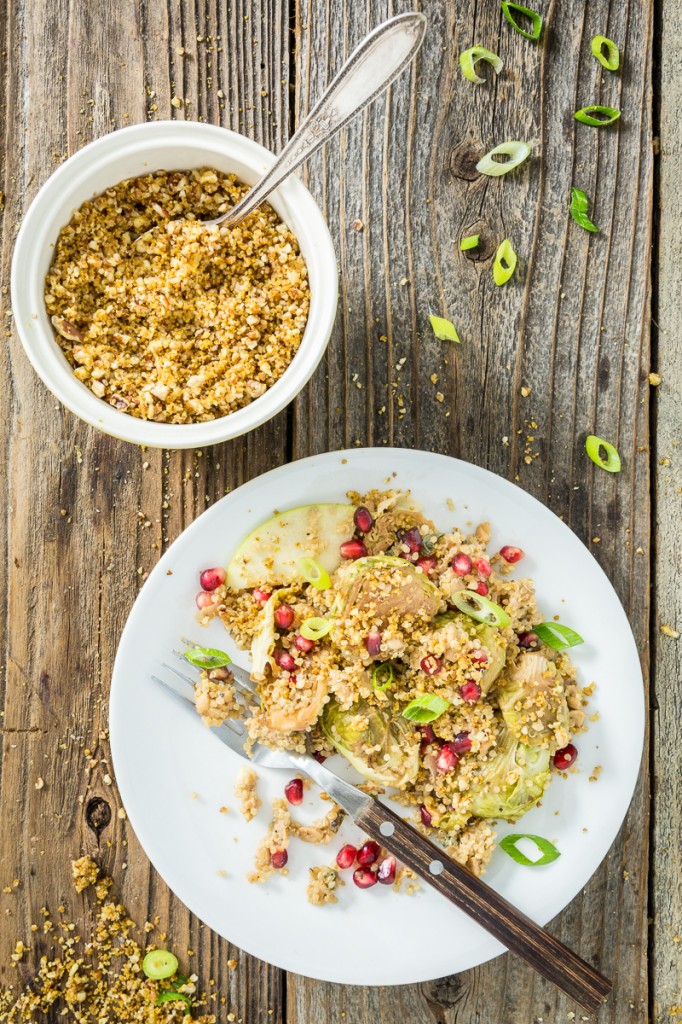 Roasted Brussels Sprouts & Quinoa Salad with Tempeh Bacon Bits