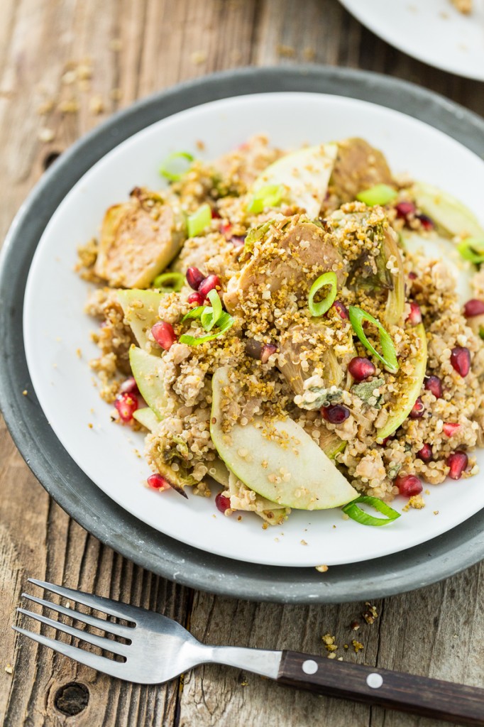 Roasted Brussels Sprouts & Quinoa Salad with Tempeh Bacon Bits