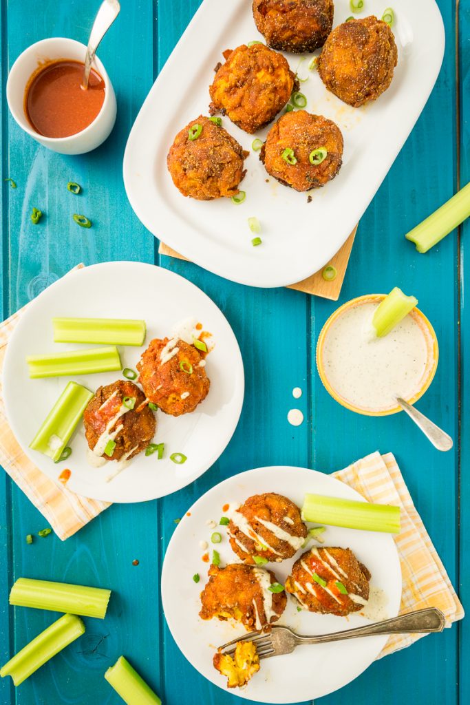 Gluten-Free, Vegan Buffalo Mac n' Cheese Balls