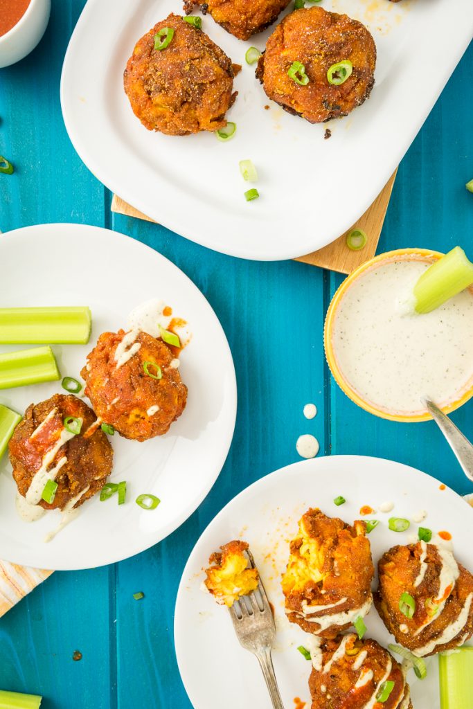 Gluten-Free, Vegan Buffalo Mac n' Cheese Balls