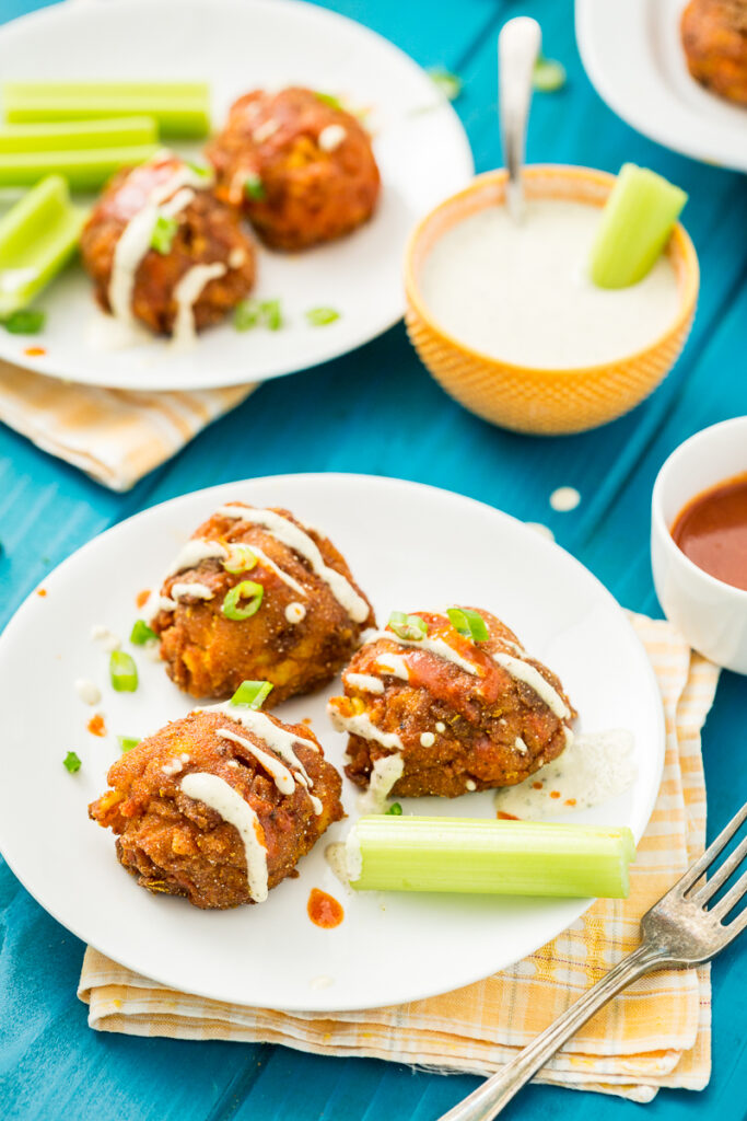 Gluten-Free, Vegan Buffalo Mac n' Cheese Balls