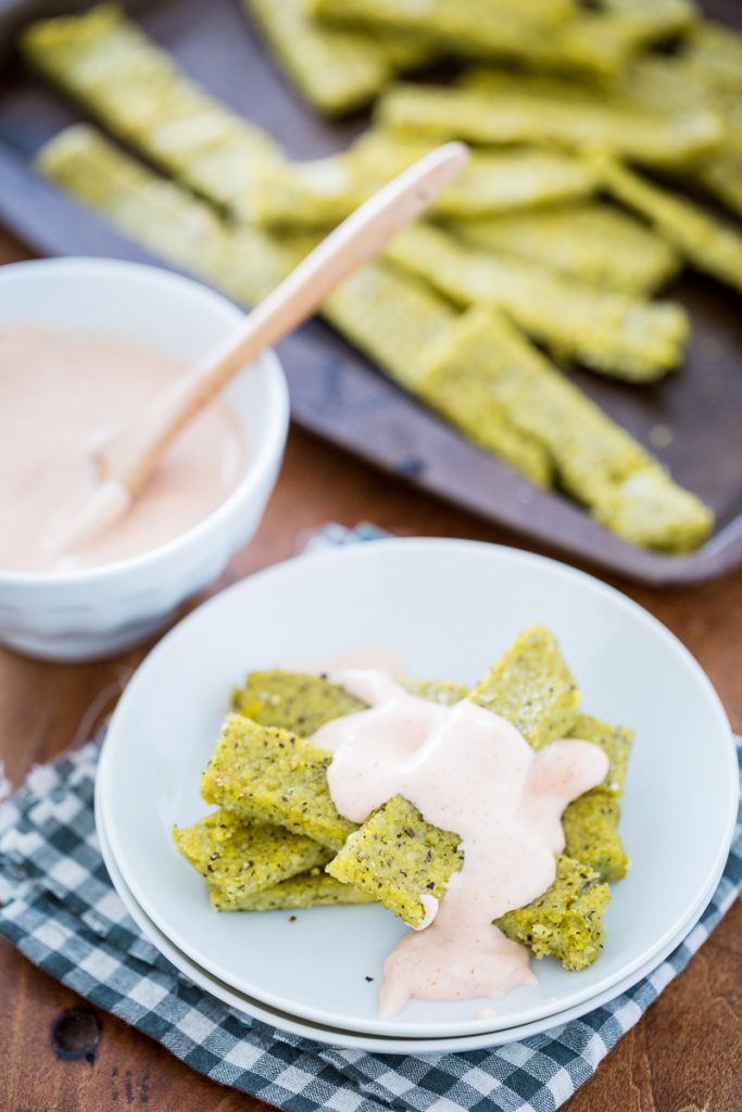 Pesto Polenta Fries with Spicy Aioli from Greens 24/7 + a GIVEAWAY!