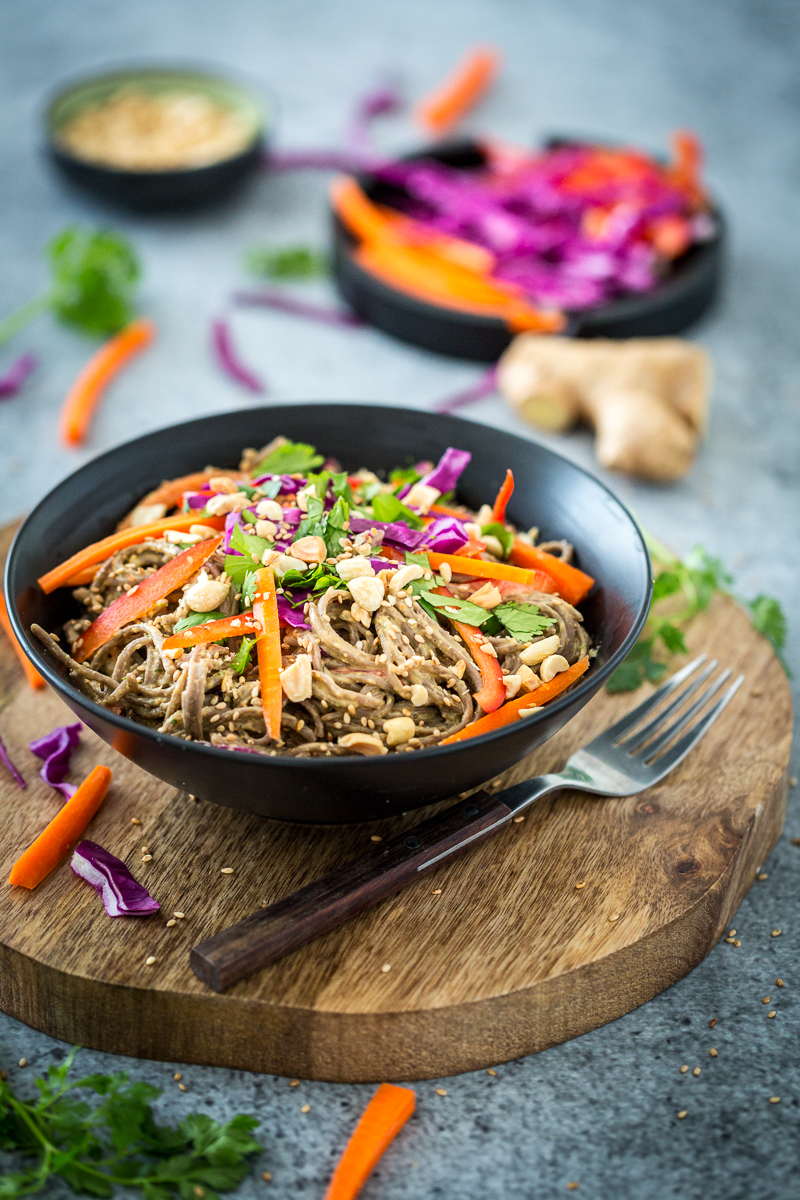 Spicy Peanut Soba Noodles with Veggies from Healthy Happy Vegan Kitchen + A GIVEAWAY