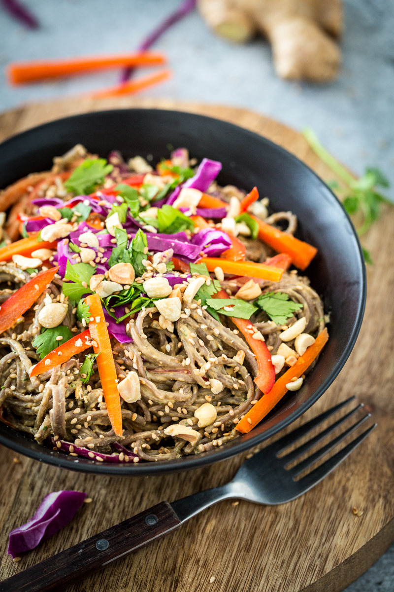 Spicy Peanut Soba Noodles with Veggies from Healthy Happy Vegan Kitchen + A GIVEAWAY