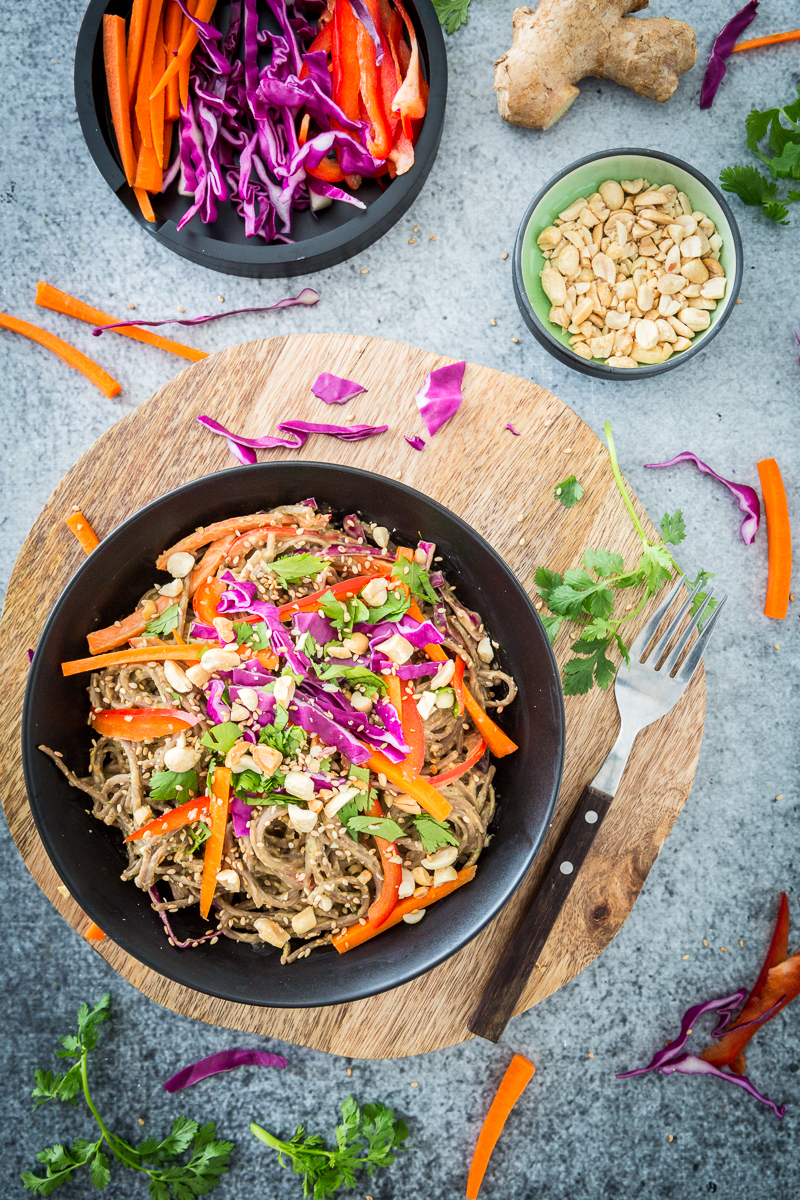 Spicy Peanut Soba Noodles with Veggies from Healthy Happy Vegan Kitchen + A GIVEAWAY