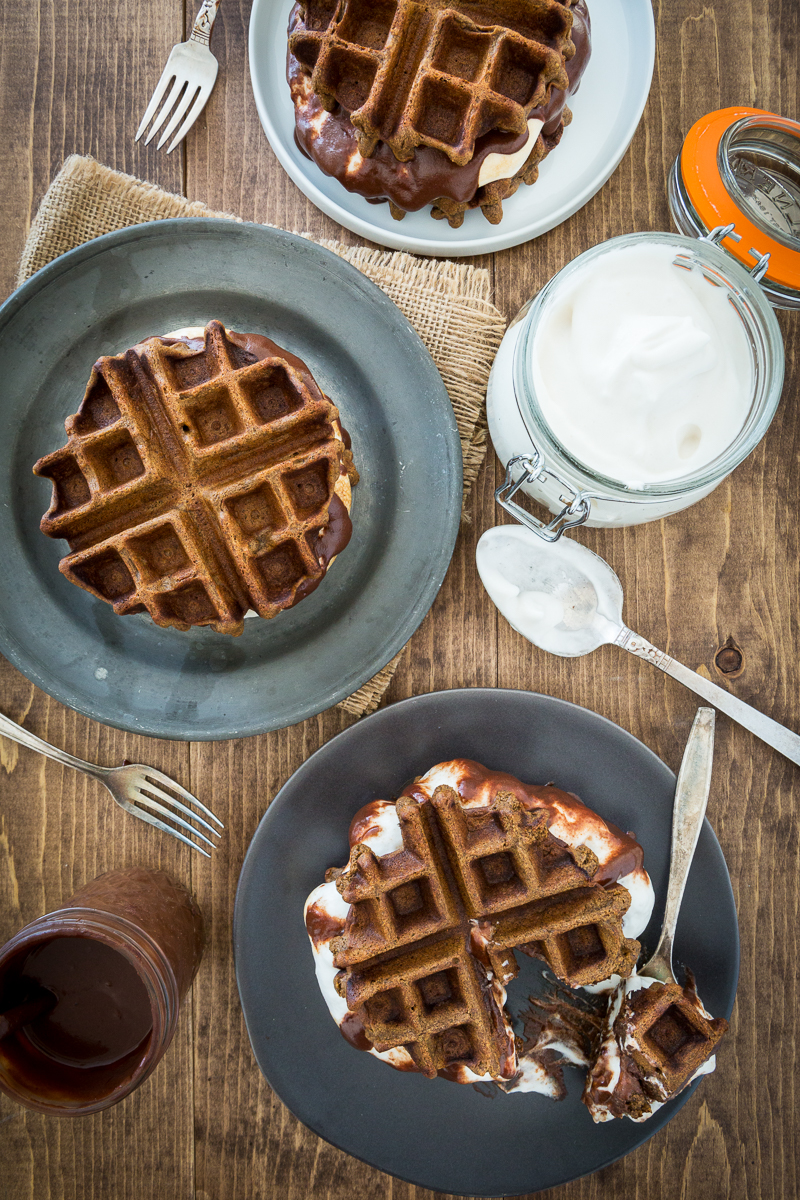 Vegan S'mores Waffles with Sugar-Free Marshmallow Fluff