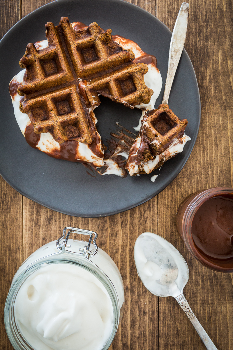 Vegan S'mores Waffles with Sugar-Free Marshmallow Fluff