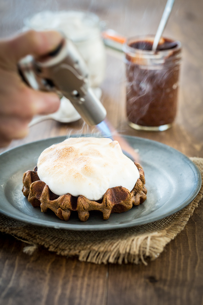 Vegan S'mores Waffles with Sugar-Free Marshmallow Fluff