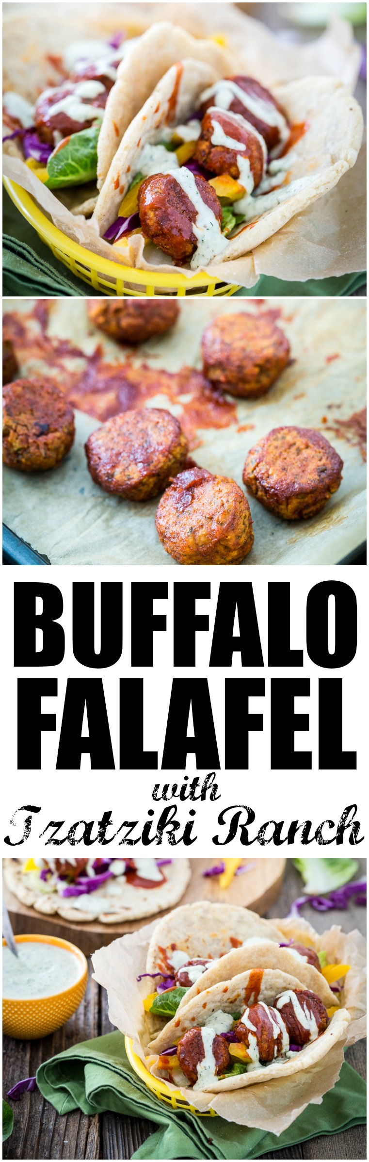 Buffalo Falafel with Vegan Tzatziki Ranch Sauce