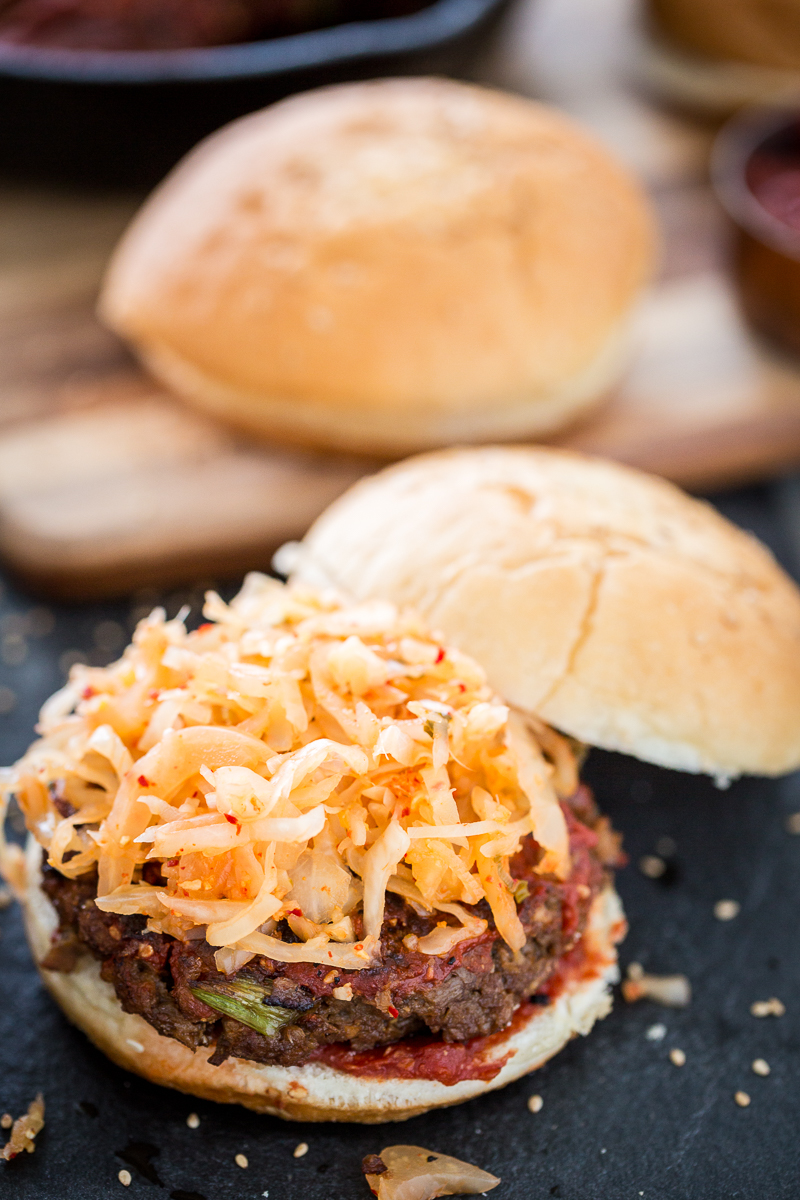 Simple Korean Kimchi BBQ Burgers + A GIVEAWAY