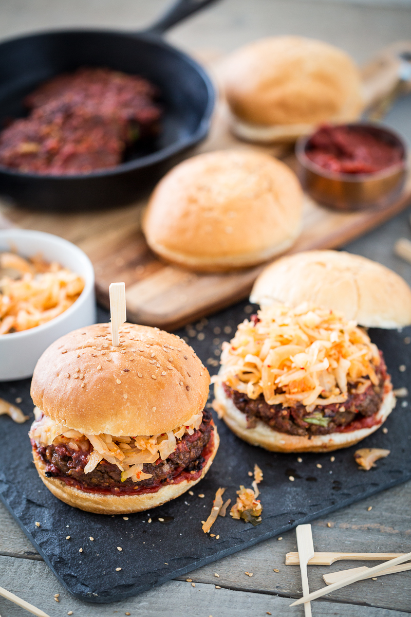 Simple Korean Kimchi BBQ Burgers + A GIVEAWAY