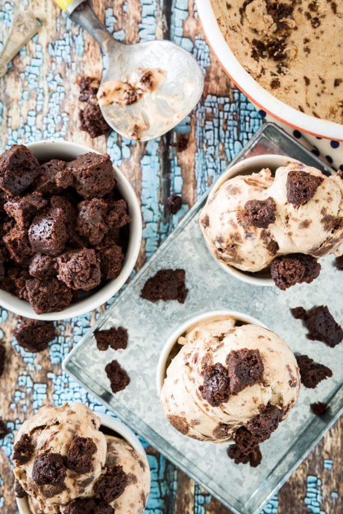 Vegan Peanut Butter-Caramel-Brownie Chunk Ice Cream