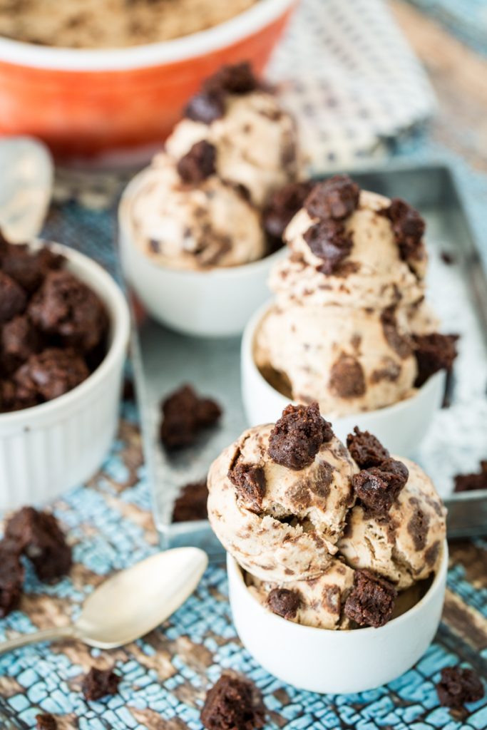 Vegan Peanut Butter-Caramel-Brownie Chunk Ice Cream