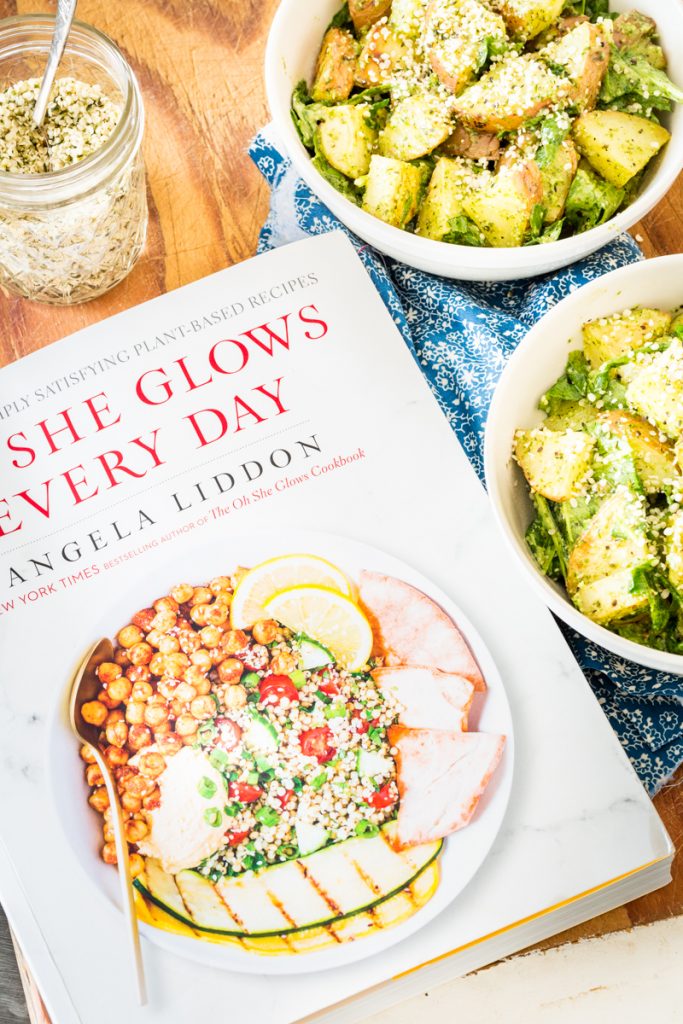 Roasted Garlic Pesto Potatoes with Arugula