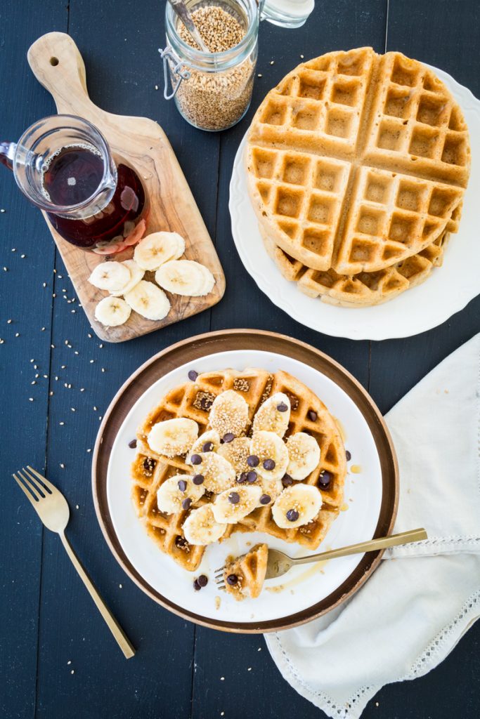 Crisp Miso Tahini Waffles, Two Ways