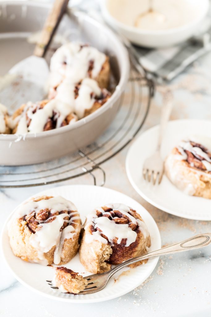 Gluten Free Vegan Cinnamon Rolls with Cream Cheese Icing