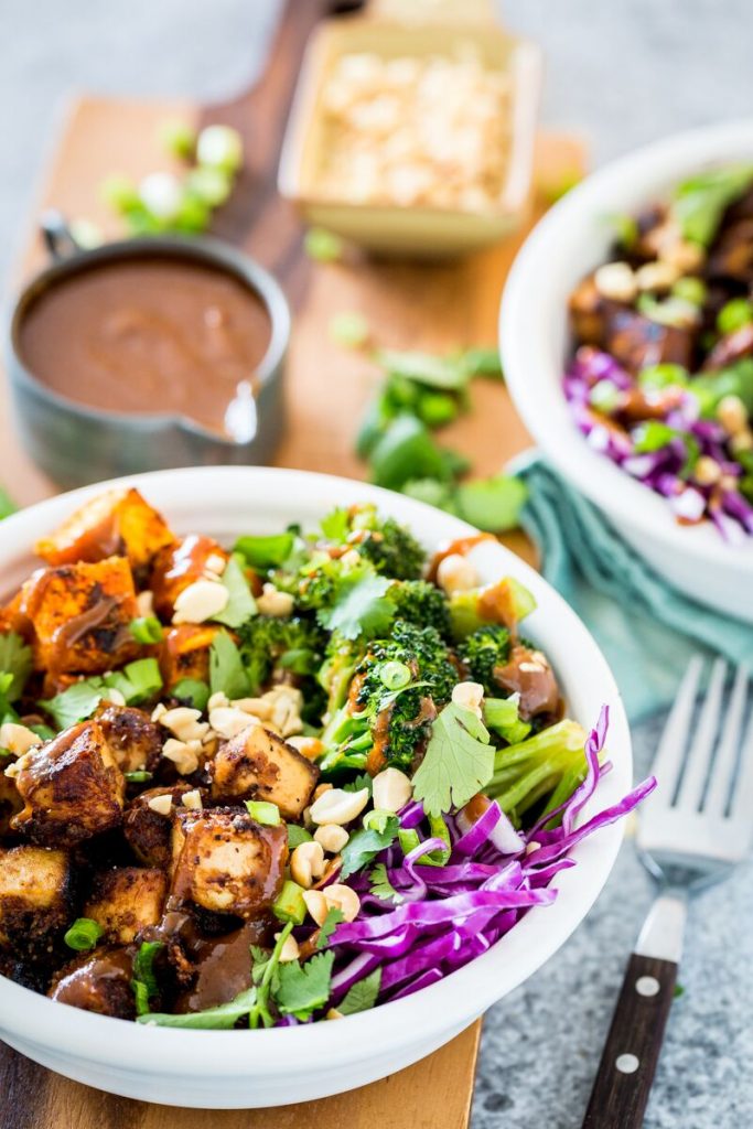 Thai Peanut Tofu & Sweet Potato Bowl 