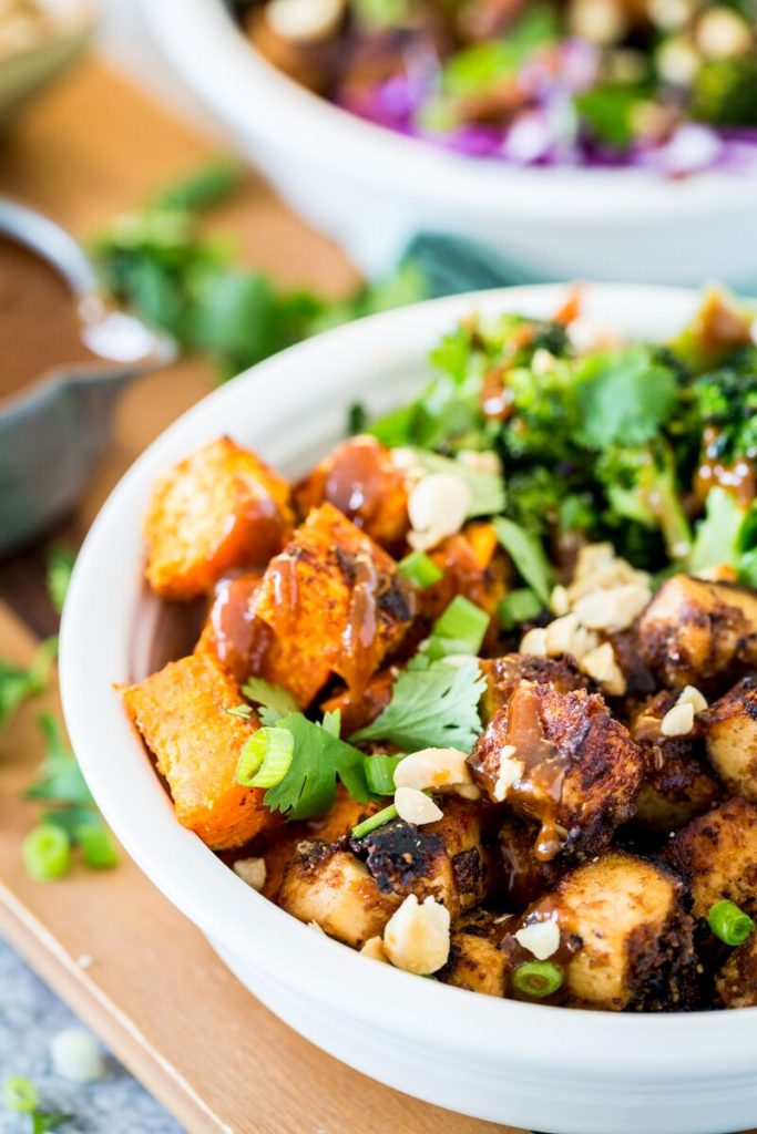 Thai Peanut Tofu & Sweet Potato Bowl 