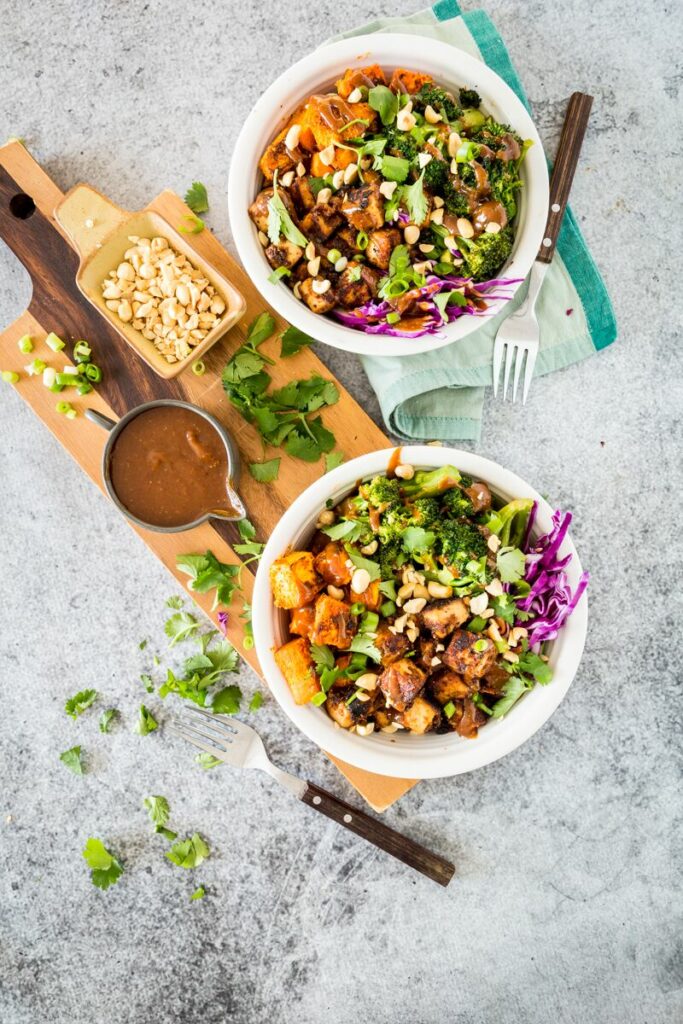 Thai Peanut Tofu & Sweet Potato Bowl 