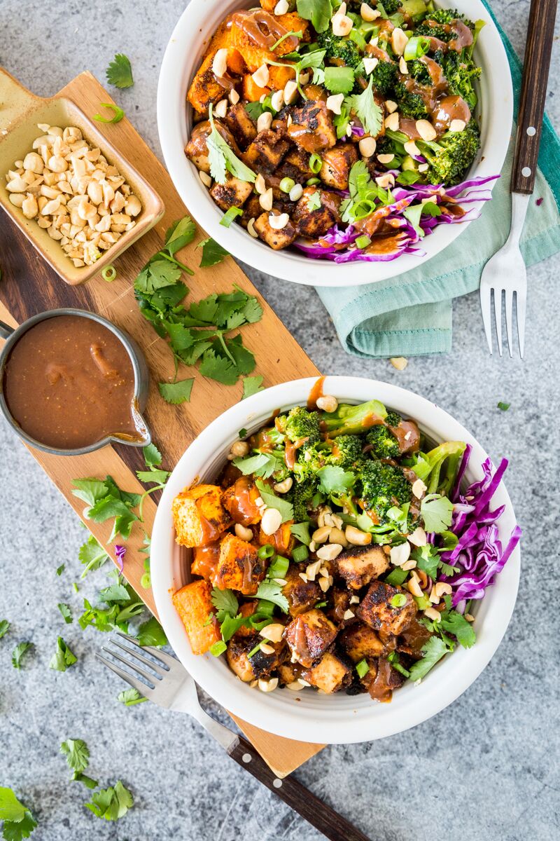 Thai Peanut Tofu & Sweet Potato Bowl