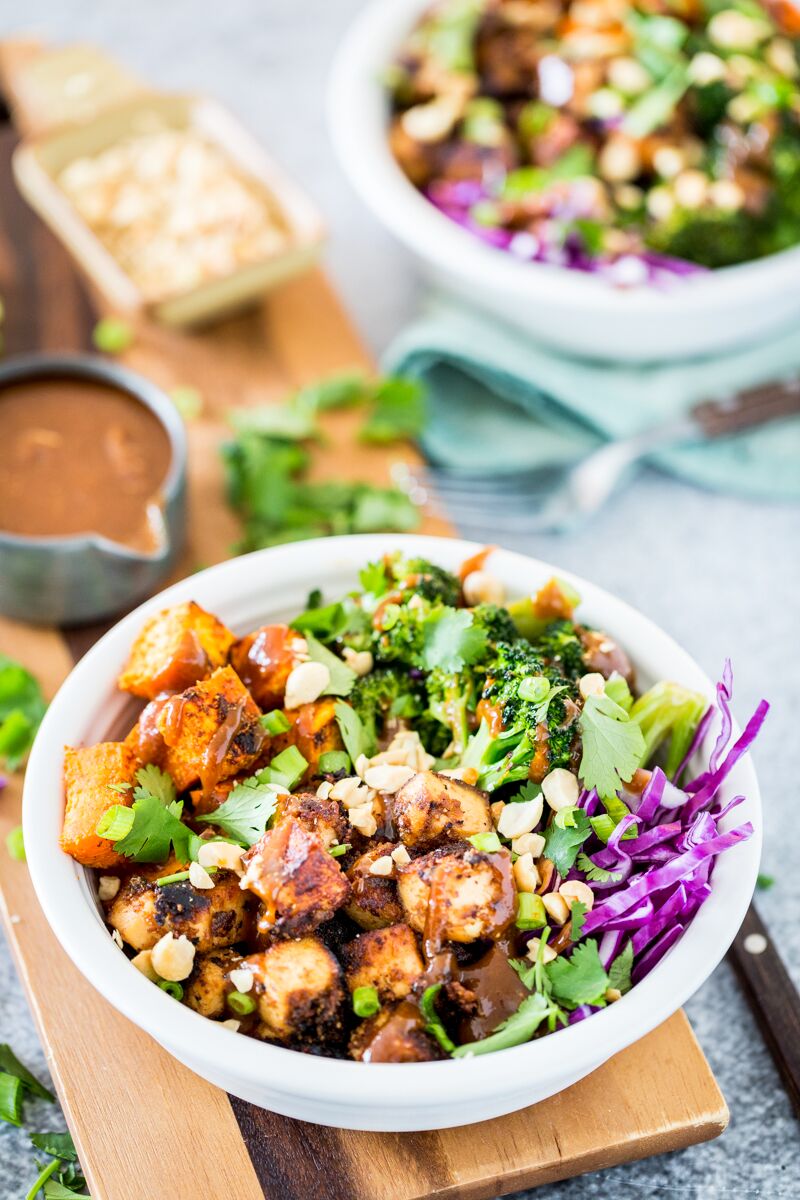 Thai Peanut Tofu & Sweet Potato Bowl