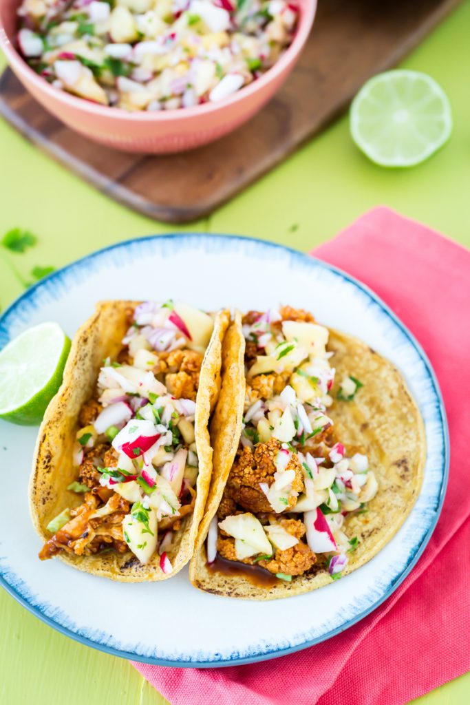 BBQ Cauliflower Tacos with Pineapple Radish Salsa