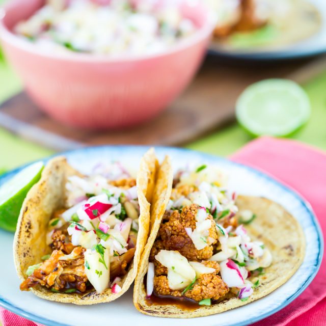 BBQ Cauliflower Tacos with Pineapple Radish Salsa