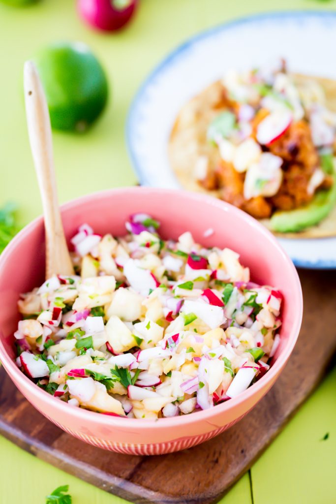 BBQ Cauliflower Tacos with Pineapple Radish Salsa