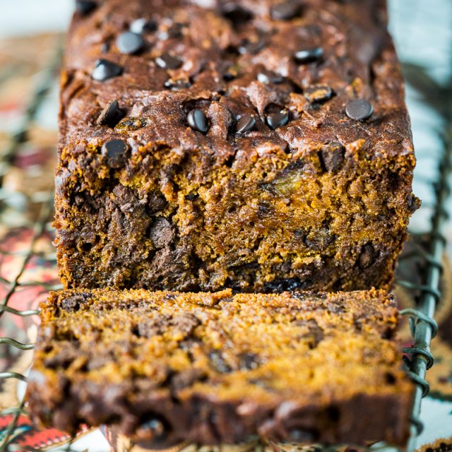 Gluten-Free, Vegan Chocolate Chip Pumpkin Date Bread