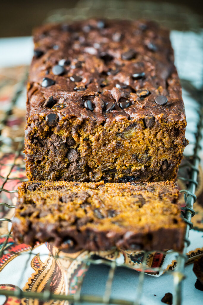 Gluten-Free, Vegan Chocolate Chip Pumpkin Date Bread