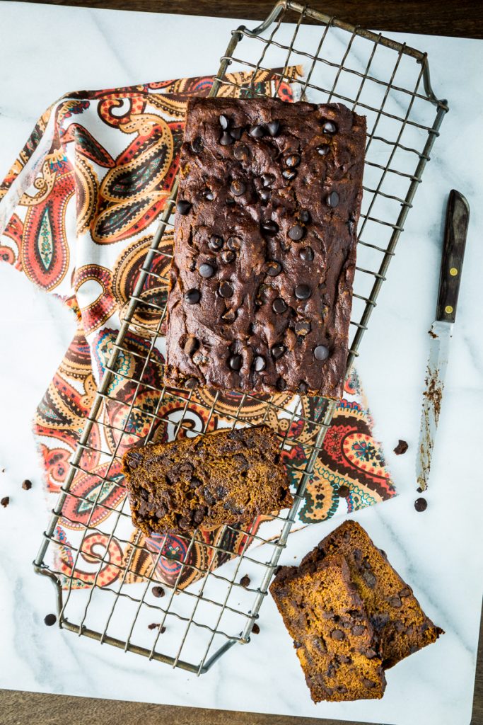 Gluten-Free, Vegan Chocolate Chip Pumpkin Date Bread