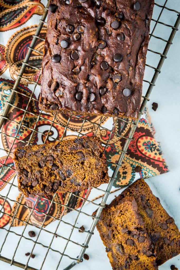 Gluten-Free, Vegan Chocolate Chip Pumpkin Date Bread